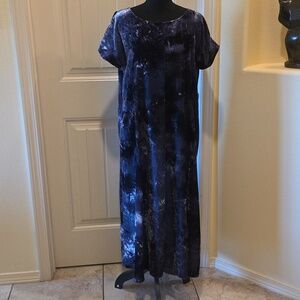 J. Jill Pure Jill Tie-Dyed Velvet Maxi Dress, Deep Blue Multi, Medium Petite MP